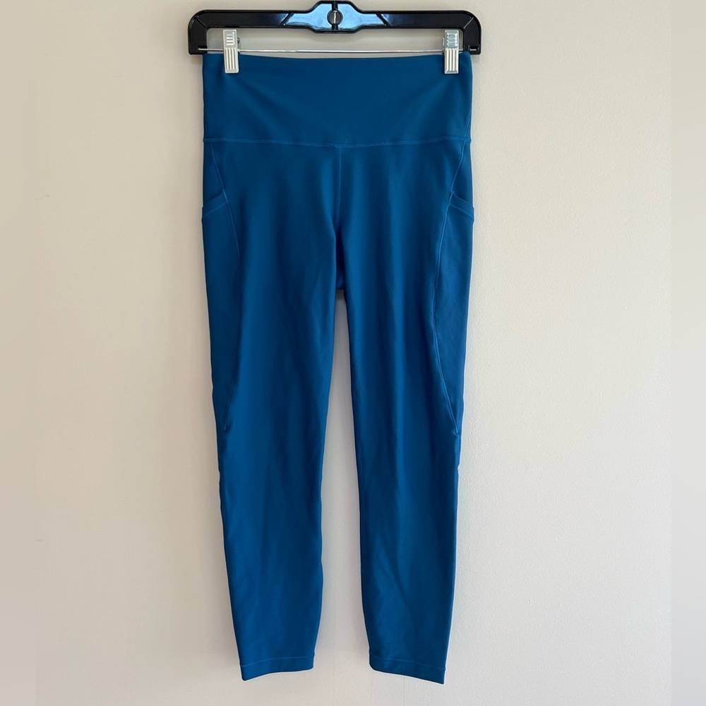 Athleta Interval Stash High Rise 7/8 Cropped Tights Leggings Lapis Blue,  SP